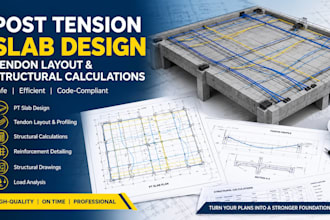 design post tension slab, tendon layout and structural calculations