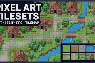 create 8bit 16bit pixel art game tileset tilemap rpg background assets top down