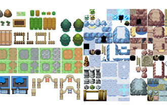 create pokémon style pixel tileset, game asset, tile map, for fan game, gba game