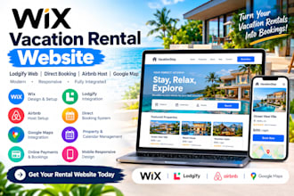 build wix vacation website, lodgify web, direct booking, airbnb host, google map