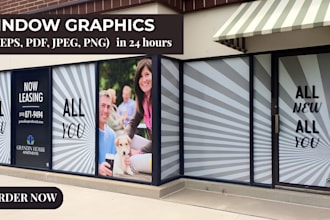 design window graphics, storefront decal, shopfront window signage in 24hours