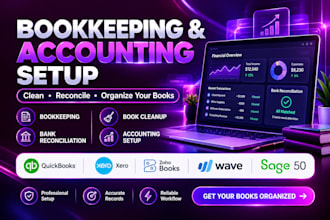 clean up quickbooks xero zoho books wave sage 50 bank reconciliation bookkeeping