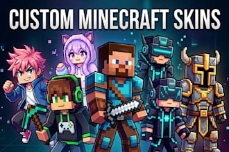 design custom minecraft skins java bedrock pixel character avatar mc skin