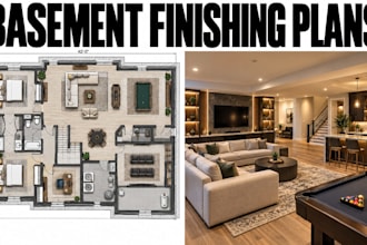 design basement renovation floor plans residential construction blueprint