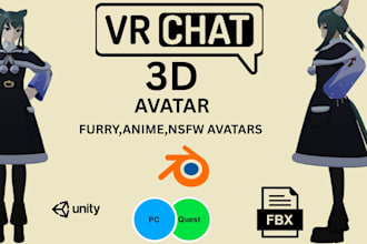create a custom vrchat 3d avatar, furry, anime or nsfw avatar