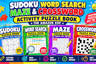 create sudoku word search maze and crossword activity puzzle book for amazon