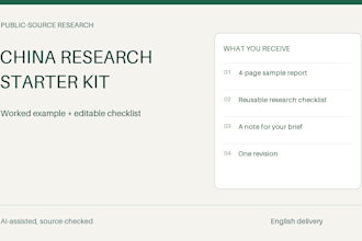 tailor a china product research starter kit to your brief