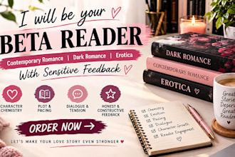 beta read contemporary romance, erotica dark romance with sensitive feedback