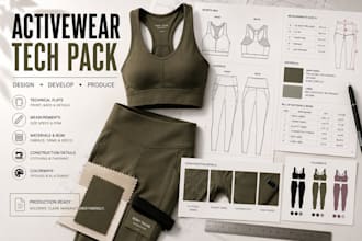 create activewear tech packs for sportswear and fitness brands