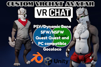 custom vr character furry vrchat avatar nsfw furry 3d model anime vrc commission
