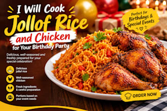 cook jollof rice and chicken for your birthday party