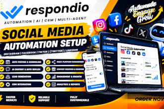 setup social media automation, facebook and instagram chatbot, manychat
