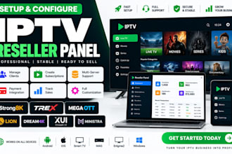 setup reseller panel,strong8k,megaott, trex,dream4k, app rebrand, xciptv,ibo pro
