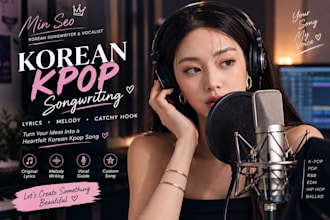write original korean kpop songs with original lyrics  melody and catchy hook
