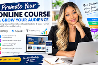 promote udemy course, kajabi website sales funnel, thinkific course marketing