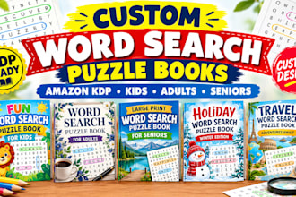 create custom word search puzzle activity book for amazon KDP low content