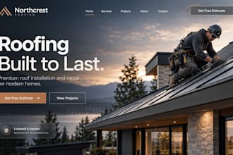 design wix roofing contractor website roof repair replacement services