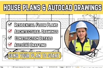 draw house plans, architectural and construction drawings in autocad