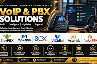 install voip, freepbx, magnus billing, 3cx, vicidial, pbx, and fussionpbx