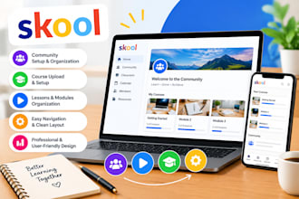organize, manage easy to navigate skool classroom, skool course upload, lessons