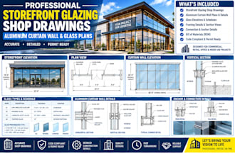 design storefront glazing shop drawings aluminum curtain wall and glass plans