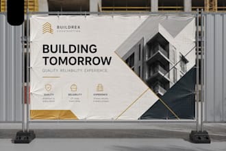 create hoarding banner, construction sign, fence banner and building signage