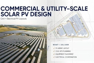 design commercial and utility scale solar pv layouts with civil and electrical