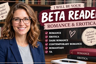 be contemporary romance beta reader, erotica beta reader ya manuscript feedback