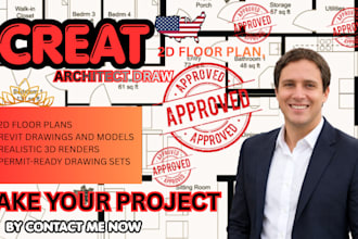 2d floor plan, revit and 3d render city permit drawing