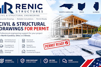 do illinois california nc florida civil structural engineer drawings for permit