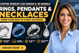 create custom jewelry cad design and 3d models for rings, pendants and necklaces