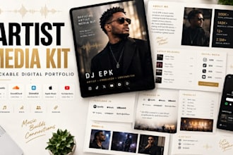 design a professional press media kit or clickable artist digital portfolio