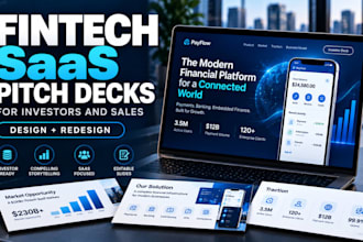 design and redesign fintech saas pitch decks for investors and sales
