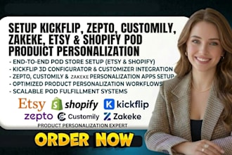 setup kickflip zepto customily zakeke etsy shopify pod product personalization