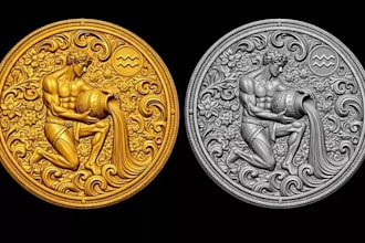 design realistic 3d coin, custom crypto token, medal and collectible coin