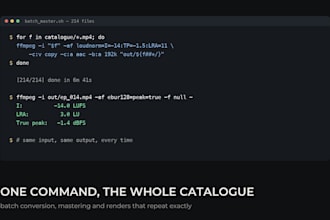 build an ffmpeg pipeline to render, convert or process videos in bulk