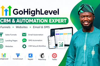 gohighlevel CRM, sales funnel cockpit landing page kajabi email automation, saas
