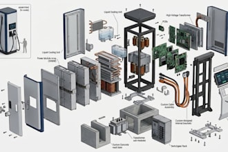 design custom ev fast charging stations and energy infrastructure hardware cad
