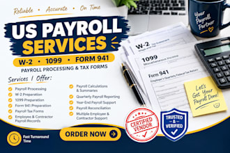 process payroll, w2, 1099 and payroll tax forms 941
