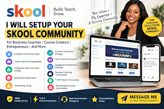 setup skool community for business coaches, skool course upload, skool promotion