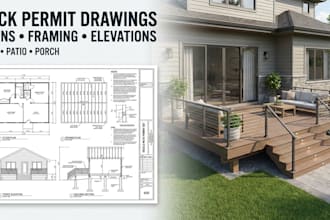 create deck patio porch permit drawing set with detailed plans