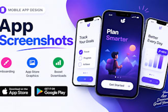 mobile app screenshots onboarding screens app store graphics
