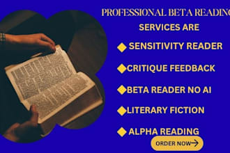 be your human alpha or beta reader for literary fiction critique