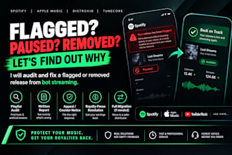 audit and fix a flagged or removed release from bot streaming