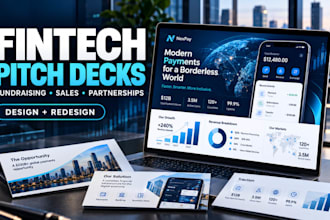 design fintech pitch decks for fundraising, sales and partnerships