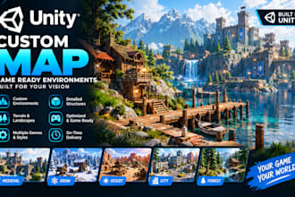 create a unity game map, 3d game environment, level design and game development