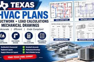 design texas hvac plans, ductwork, load calculations and mechanical drawings