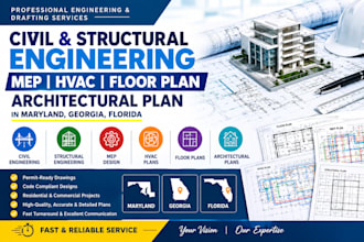 civil, structural, mep, hvac, floor plan and architectural plans fl ge maryland
