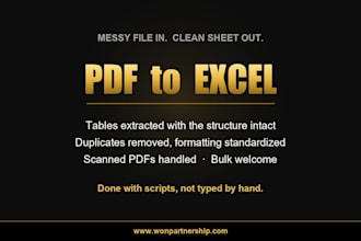 convert your PDF to excel and clean up messy spreadsheet data