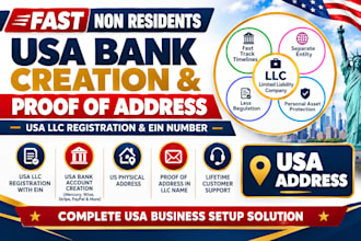 do USA bank creation for US llc owners, USA physical address, USA business bank
